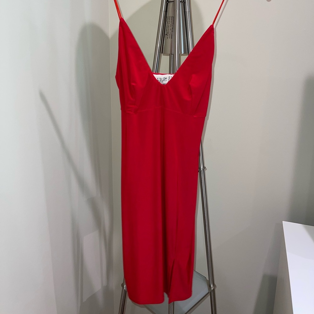 Red body-con dress